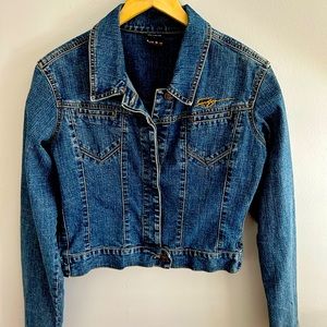 FUBU cropped Denim jacket. Size L